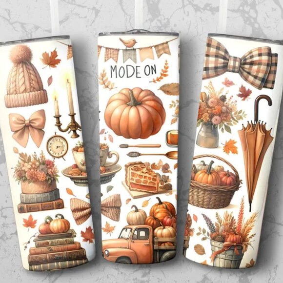 Autumn Fall Pumpkin Bows Tumbler - Picture 2 of 2